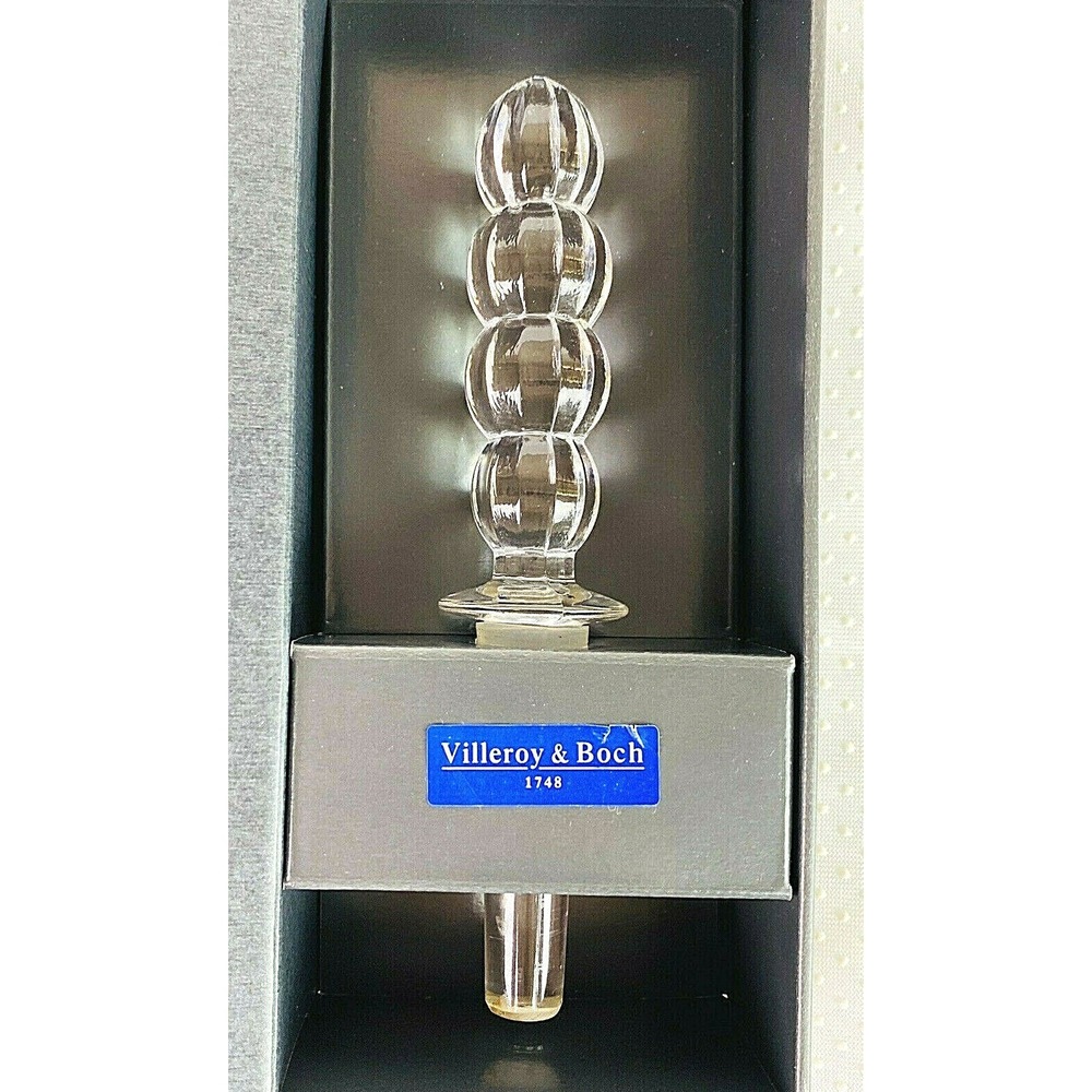 Vintage Villeroy & Boch Crystal Wine Bottle Stopper Pearl Pattern Original Box